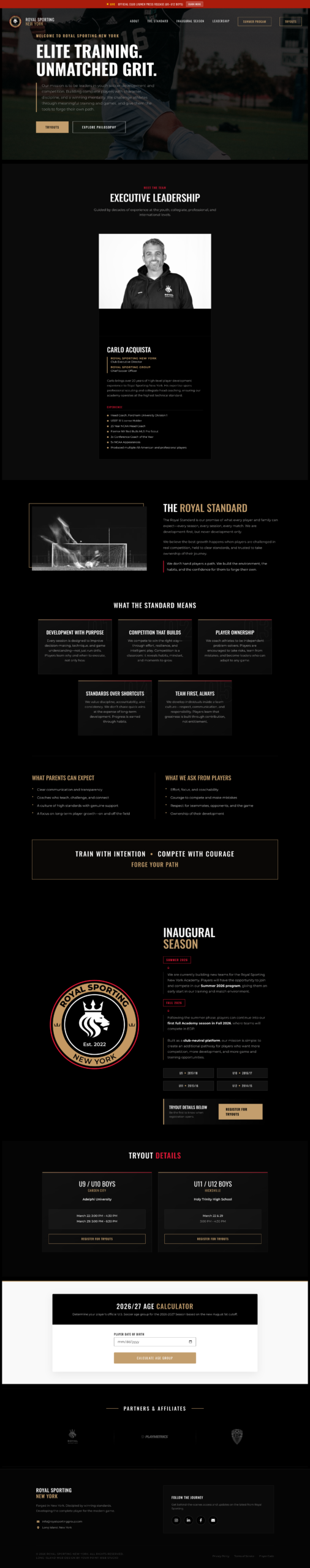 Royal Sporting Academy Website